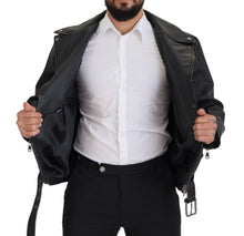 Load image into Gallery viewer, Dolce & Gabbana Elegant Black Leather Biker Jacket