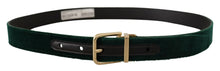 Load image into Gallery viewer, Dolce & Gabbana Emerald Velvet Designer Belt with Golden Buckle