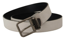 Load image into Gallery viewer, Dolce & Gabbana Elegant White Leather Belt with Silver Buckle