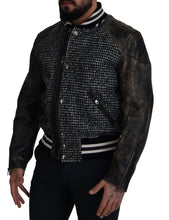Load image into Gallery viewer, Dolce & Gabbana Multicolor Houndstooth Leather Bomber Jacket