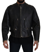 Load image into Gallery viewer, Dolce & Gabbana Elegant Black Leather Jacket with Silver Details