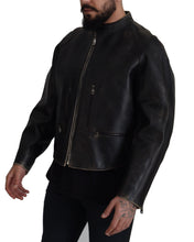 Load image into Gallery viewer, Dolce & Gabbana Elegant Black Leather Jacket with Silver Details