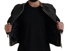 Load image into Gallery viewer, Dolce & Gabbana Elegant Black Leather Jacket with Silver Details