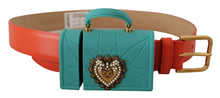 Load image into Gallery viewer, Dolce & Gabbana Chic Orange Leather Belt with Headphone Case