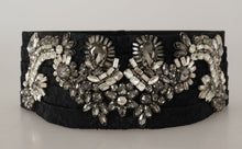 Load image into Gallery viewer, Dolce & Gabbana Black Silk Brass Crystal Embellished Waist Belt