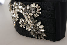 Load image into Gallery viewer, Dolce & Gabbana Black Silk Brass Crystal Embellished Waist Belt