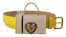 Load image into Gallery viewer, Dolce & Gabbana Chic Yellow Leather Belt with Headphone Case