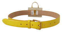 Load image into Gallery viewer, Dolce & Gabbana Chic Yellow Leather Belt with Headphone Case