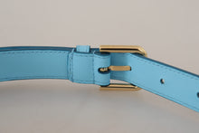 Load image into Gallery viewer, Dolce & Gabbana Elegant Sky Blue Leather Belt with Logo Buckle