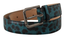 Load image into Gallery viewer, Dolce & Gabbana Engraved Logo Leather Belt in Blue Green