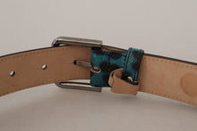 Load image into Gallery viewer, Dolce & Gabbana Engraved Logo Leather Belt in Blue Green