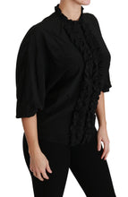 Load image into Gallery viewer, Dolce & Gabbana Elegant Black Silk Short Sleeve Blouse