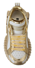 Load image into Gallery viewer, Dolce & Gabbana Elegant White and Gold Leather Sneakers