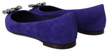 Load image into Gallery viewer, Dolce & Gabbana Embellished Crystal Purple Suede Flats