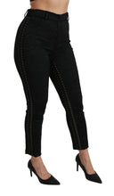 Load image into Gallery viewer, Dolce & Gabbana Elegant High Waist Skinny Black Brocade Pants