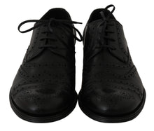 Load image into Gallery viewer, Dolce & Gabbana Elegant Black Leather Derby Wingtip Dress Shoes