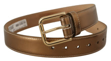Load image into Gallery viewer, Dolce & Gabbana Elegant Bronze Leather Belt with Logo Buckle
