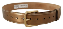 Load image into Gallery viewer, Dolce & Gabbana Elegant Bronze Leather Belt with Logo Buckle