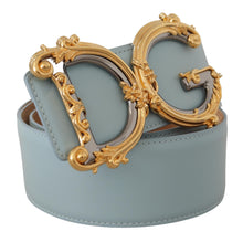 Load image into Gallery viewer, Dolce & Gabbana Elegant Blue Leather Belt with Logo Buckle