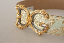Load image into Gallery viewer, Dolce & Gabbana Engraved Buckle Leather Belt - Green & Gold