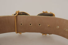 Load image into Gallery viewer, Dolce & Gabbana Engraved Buckle Leather Belt - Green & Gold