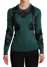 Load image into Gallery viewer, Dolce & Gabbana Elegant Green Pullover with Black Lace Detail