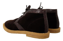Load image into Gallery viewer, Dolce & Gabbana Exotic Caiman Leather Ankle Boots in Brown