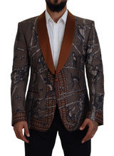Load image into Gallery viewer, Dolce & Gabbana Bronze Monkey Print Silk Slim Jacket Blazer