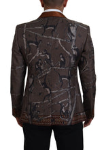 Load image into Gallery viewer, Dolce & Gabbana Bronze Monkey Print Silk Slim Jacket Blazer