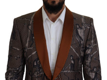 Load image into Gallery viewer, Dolce & Gabbana Bronze Monkey Print Silk Slim Jacket Blazer