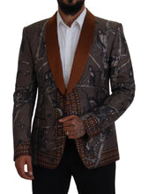 Load image into Gallery viewer, Dolce & Gabbana Bronze Monkey Print Silk Slim Jacket Blazer