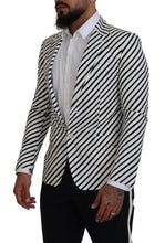 Load image into Gallery viewer, Dolce & Gabbana White Black Striped Slim Fit Jacket Blazer
