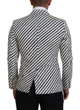 Load image into Gallery viewer, Dolce & Gabbana White Black Striped Slim Fit Jacket Blazer