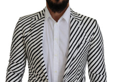 Load image into Gallery viewer, Dolce & Gabbana White Black Striped Slim Fit Jacket Blazer