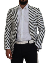 Load image into Gallery viewer, Dolce & Gabbana White Black Striped Slim Fit Jacket Blazer