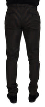 Load image into Gallery viewer, Dolce & Gabbana Black Brown Striped Men Formal Pants