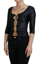 Load image into Gallery viewer, Dolce & Gabbana Elegant Black 3/4 Sleeve Top with Gold Detailing