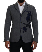 Load image into Gallery viewer, Dolce & Gabbana Gray Wool Roses Slim Fit Jacket Blazer