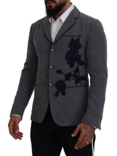 Load image into Gallery viewer, Dolce & Gabbana Gray Wool Roses Slim Fit Jacket Blazer