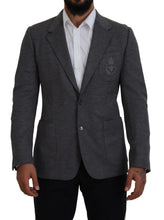 Load image into Gallery viewer, Dolce & Gabbana Elegant Gray Wool Blazer with Bee Crown Embroidery