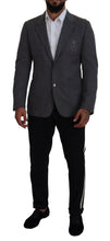 Load image into Gallery viewer, Dolce & Gabbana Elegant Gray Wool Blazer with Bee Crown Embroidery