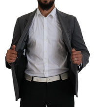 Load image into Gallery viewer, Dolce & Gabbana Elegant Gray Wool Blazer with Bee Crown Embroidery