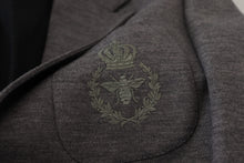 Load image into Gallery viewer, Dolce & Gabbana Elegant Gray Wool Blazer with Bee Crown Embroidery