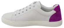 Load image into Gallery viewer, Dolce & Gabbana Chic White Leather Sneakers with Purple Accents