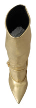 Load image into Gallery viewer, Dolce & Gabbana Elegant Gold Ankle Boots Socks with Rhinestones