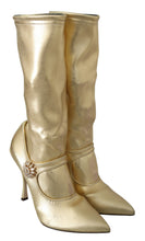 Load image into Gallery viewer, Dolce & Gabbana Elegant Gold Ankle Boots Socks with Rhinestones