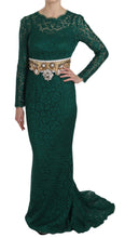 Load image into Gallery viewer, Dolce & Gabbana Emerald Elegance Long Sleeve Floor-Length Dress