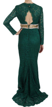 Load image into Gallery viewer, Dolce & Gabbana Emerald Elegance Long Sleeve Floor-Length Dress