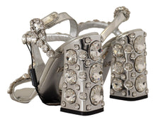 Load image into Gallery viewer, Dolce & Gabbana Silver Crystals Strap Buckle High Heel Sandals