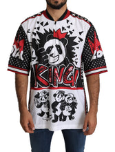 Load image into Gallery viewer, Dolce & Gabbana Chic White King Panda Print Zipper Collar Tee